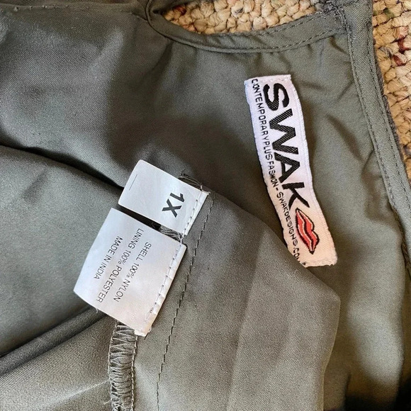 Swak Gray Harlow Nylon Lace Lined Midi Date Night Out Dress Women Plus Size 1X - Picture 7 of 7